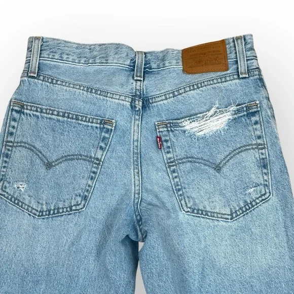 Levi's Premium Baggy Dad Jeans Women's 24x30 Distressed Relaxed Fit Big E Tag - Picture 7 of 15